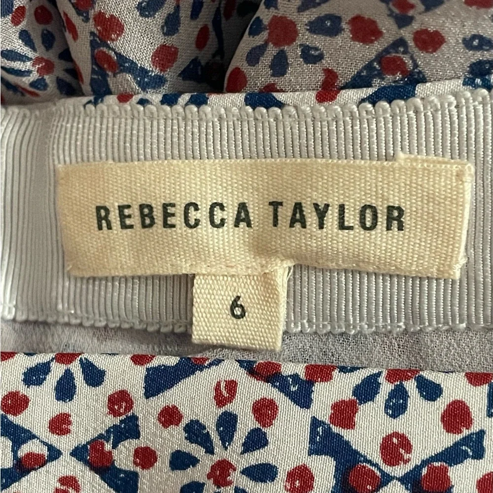 Rebecca Taylor Skirt Size 6 Multicolor Pure Silk  Back Zip Handkerchef Hem Flute - Picture 4 of 8